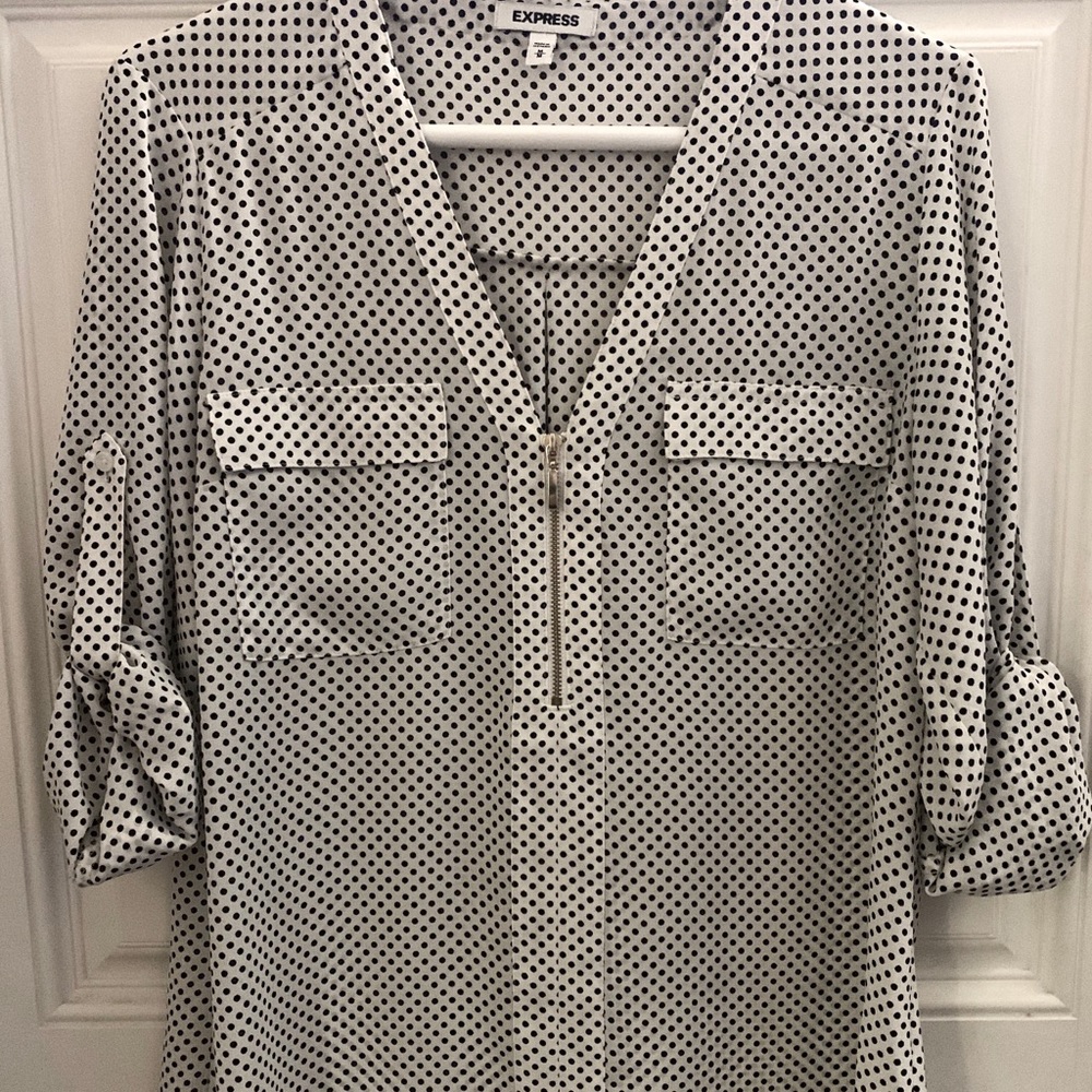 Express Black and white polka dot blouse